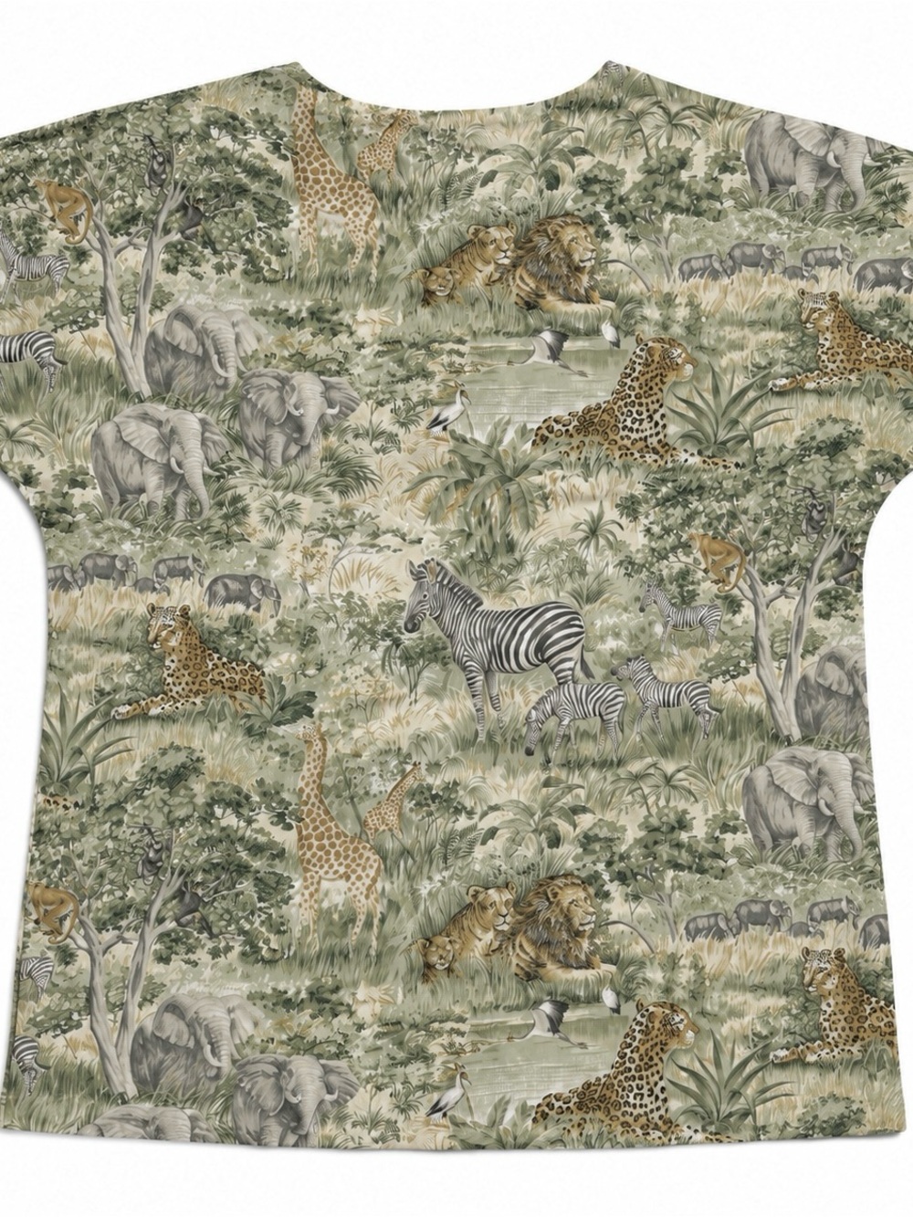 Vintage Landau Safari Animal Zoo Novelty Print Scrub Top Nurse Vet V Neck Small - Picture 2 of 4